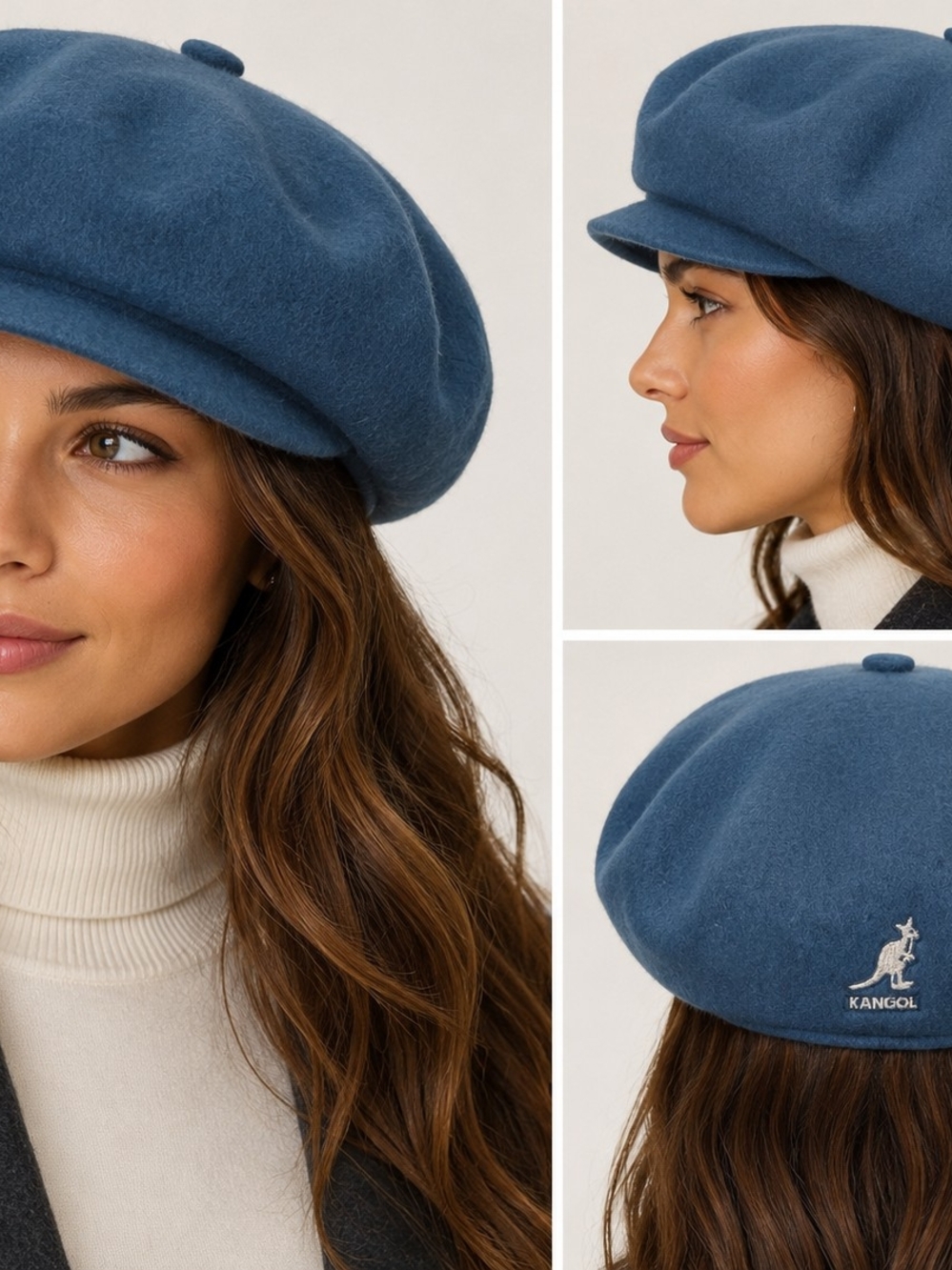 Kangol Women's Marine Teal  Wool Blend Beret Hat Sz S Newsboy Cap Retro Inspired